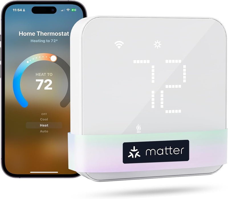meross Smart Thermostat for Home, WiFi Thermostat Works with Matter, Alexa, Apple Home, Google Assistant, App & Voice Control, 7x24h Scheduling, Energy Saving, C-Wire Required - Image 1